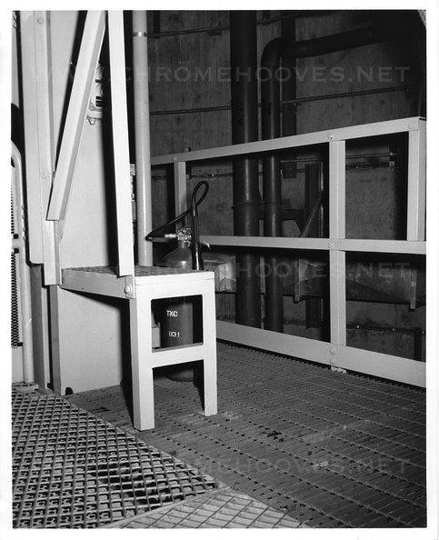 (2 of 2) Missile silo, site and launcher numbers unknown. Believed to be Beale 851-A taken near one corner on one of the walkways. This appears to be looking at an area one level down from the catwalk level. Taken: circa 1961 Source: Martin Co. titan_group053-1.jpg