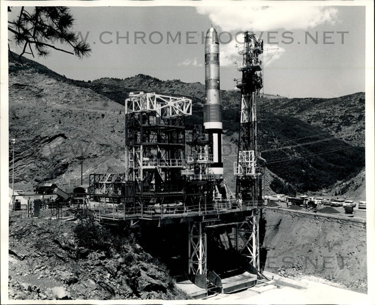 Thought to be Captive Firing Stand 2 in operational status-- one of four captive firing stands at the Martin Denver facility. Taken: April 1959. Source: Martin Co. image0000085a-1.jpg
